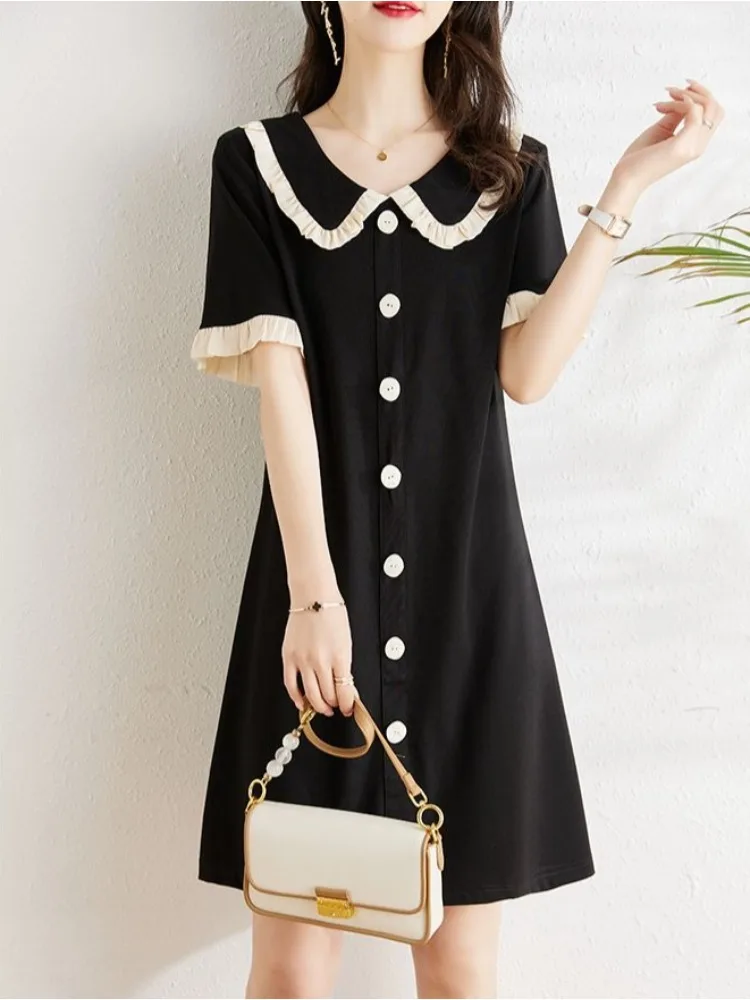 kf-S286cbbf971414b84a67d04a7b1f67d7bv فستان نسائي أسود متباين الألوان - الصورة 1