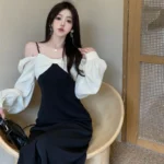 امرأة فستان بكم طويل ه Harajuku