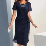 ⁦فستان نسائي شيفون أنيق بأكمام قصيرة⁩ - الصورة ⁦4⁩