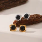 ⁦أقراط حجر مستديرة⁩ - الصورة ⁦4⁩
