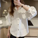 ⁦بلوزة نسائية أنيقة  ذات ياقة و أكمام طويلة⁩ - الصورة ⁦4⁩